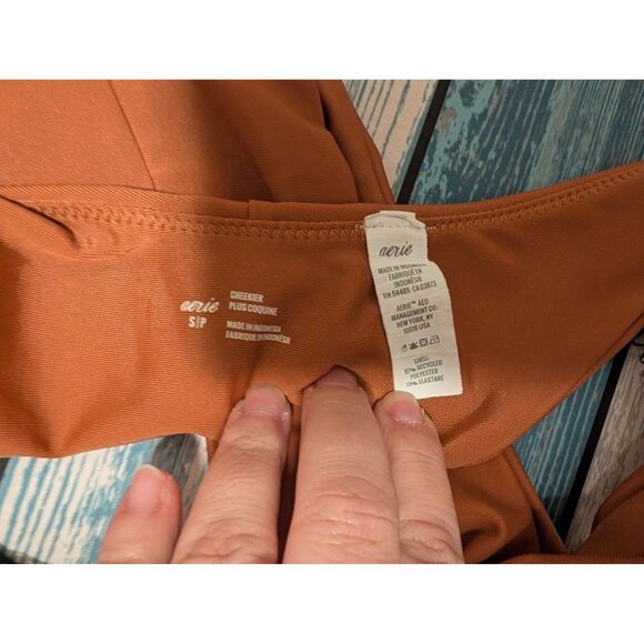 Aerie Small Cheekier Plus Coquine Bottom Triangle Top Brown Cheetah - Picture 3 of 4